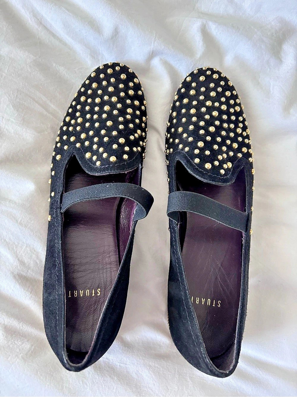 Stuart Weitzman Studded Black Flats US 8 N